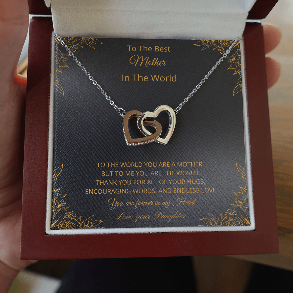 To The Best Mother In The World - Black (Interlocking Hearts necklace)