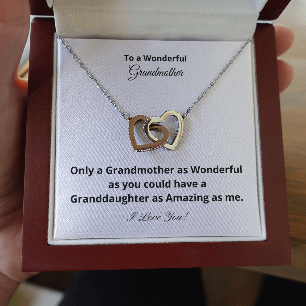 To A Wonderful Grandmother - Amazing Granddaughter (Interlocking Hearts necklace)