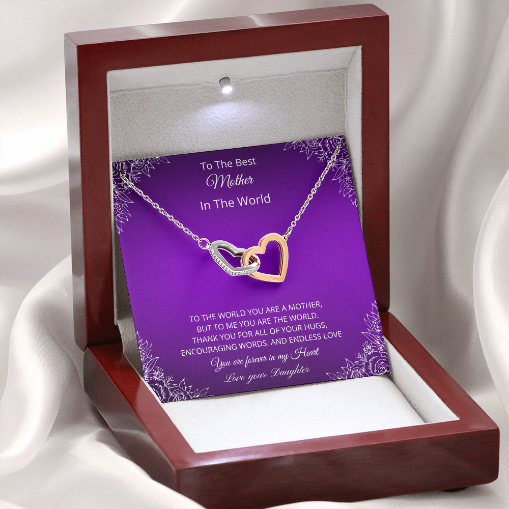 To The Best Mother In The World - Purple (Interlocking Hearts necklace)