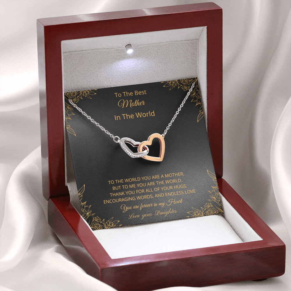 To The Best Mother In The World - Black (Interlocking Hearts necklace)