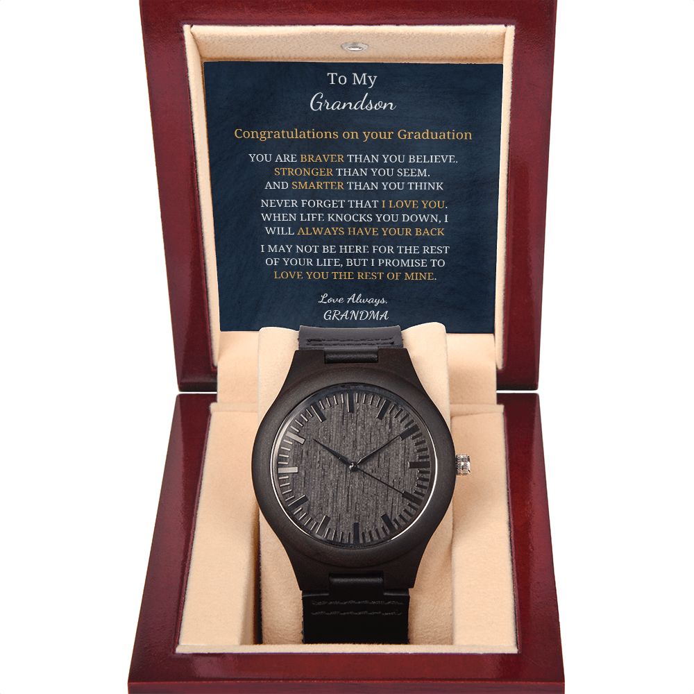 To My Grandson - Graduation (Wooden Watch)