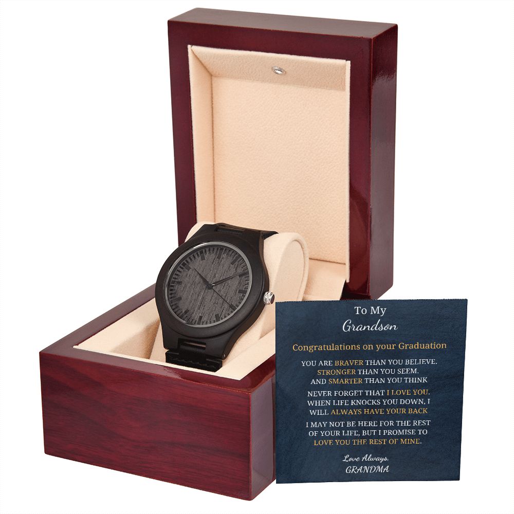 To My Grandson - Graduation (Wooden Watch)