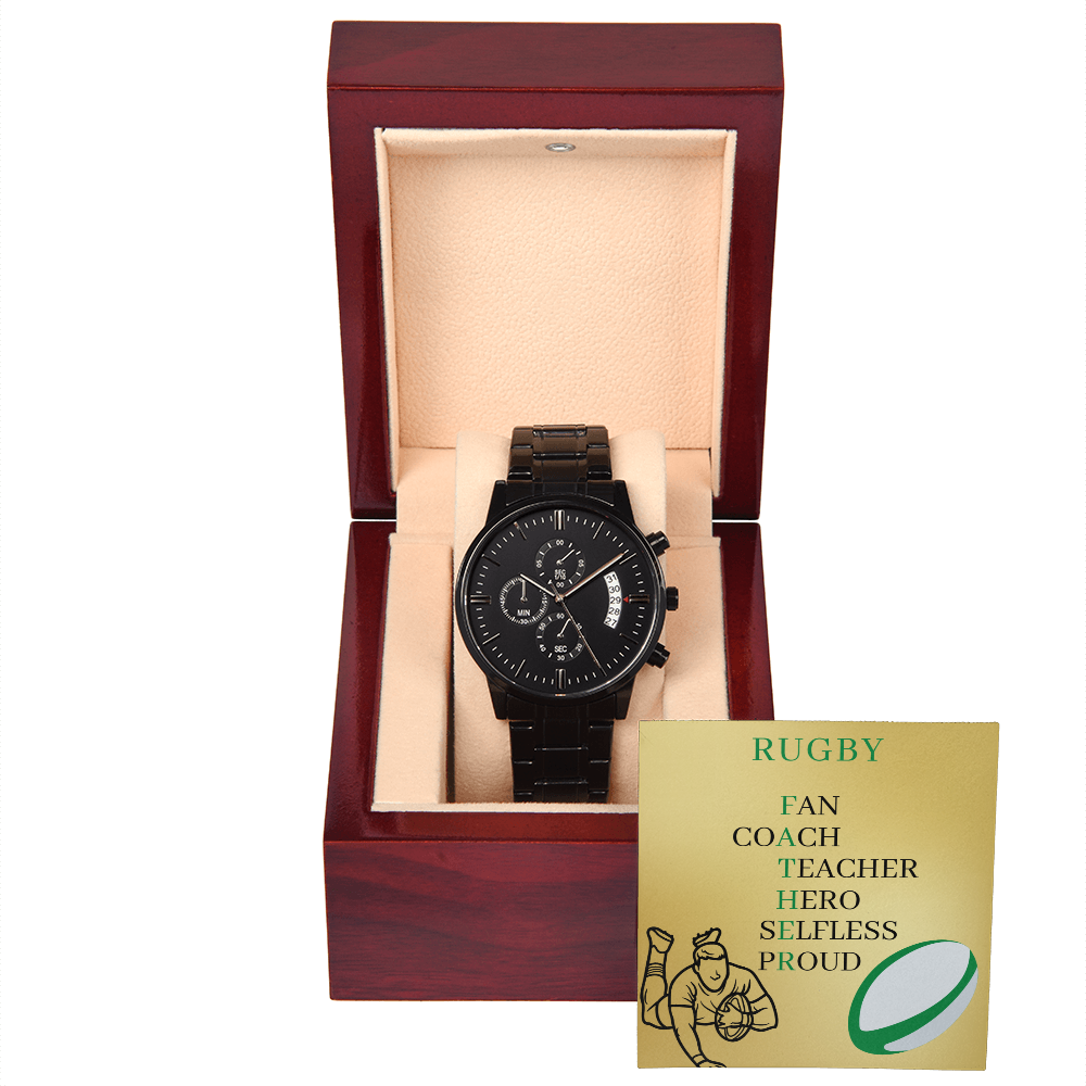 FATHER RUGBY (Black Chronograph Watch)