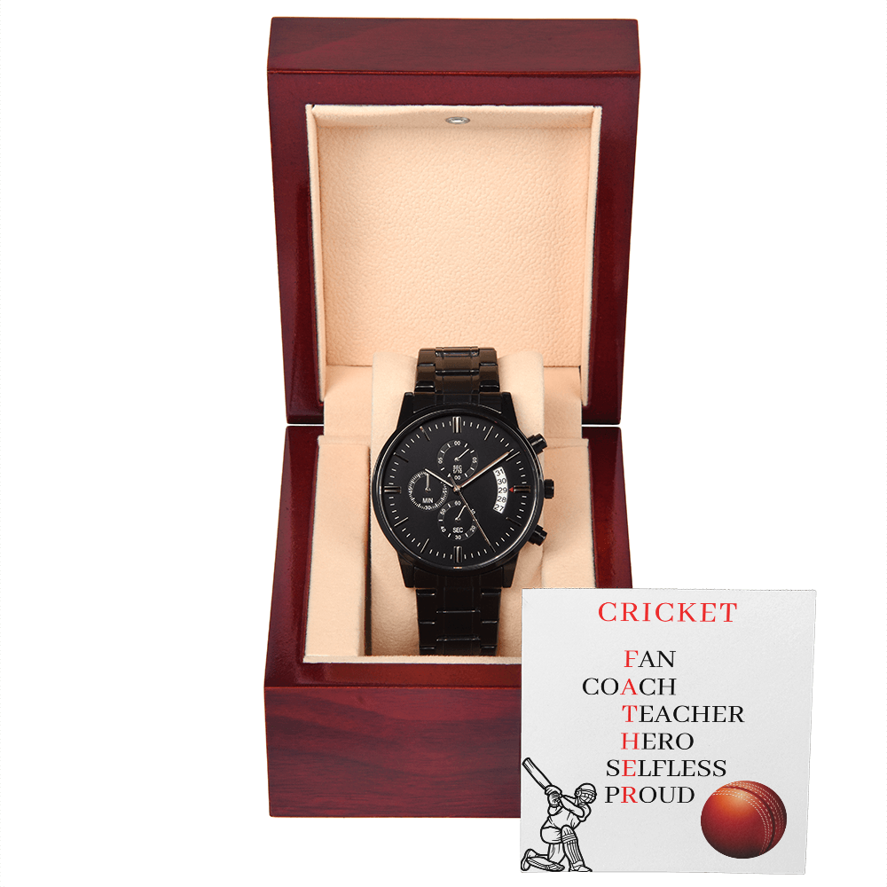 FATHER CRICKET (Black Chronograph Watch)