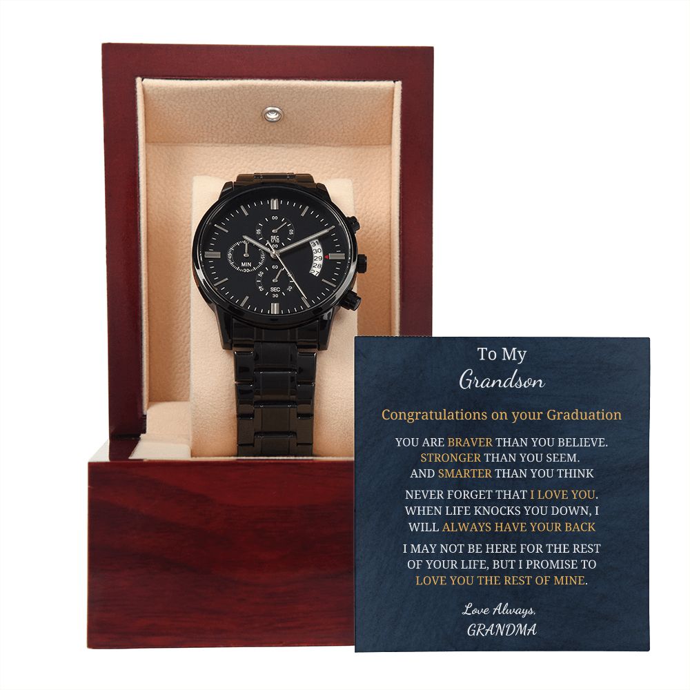 To My Grandson - Graduation (Black Chronograph Watch)