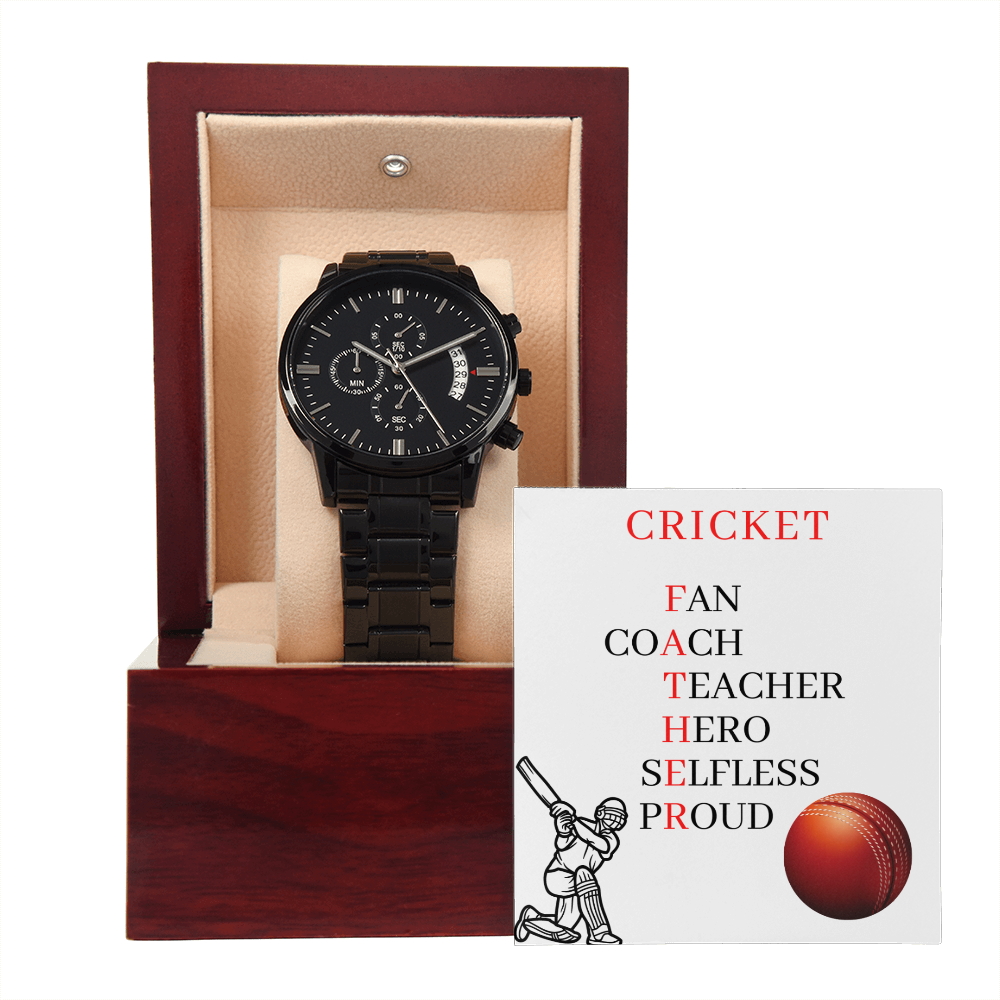 FATHER CRICKET (Black Chronograph Watch)