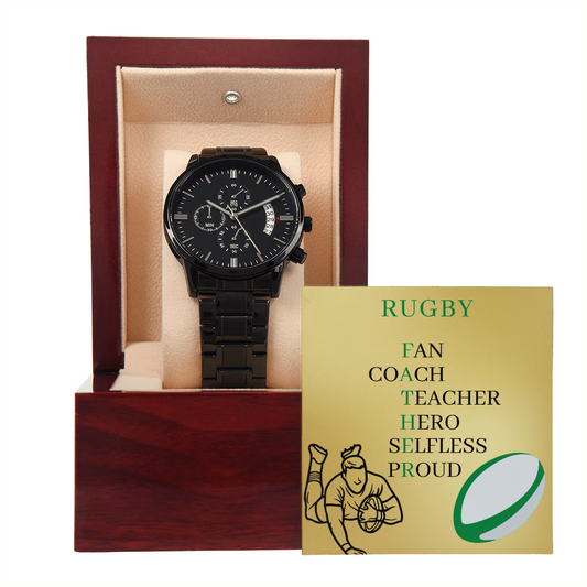 FATHER RUGBY (Black Chronograph Watch)