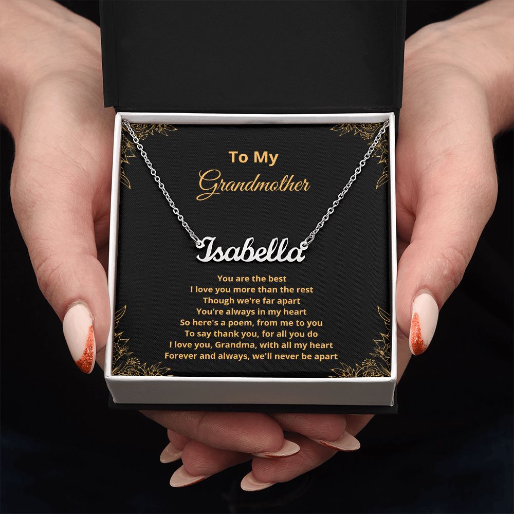 To My Grandmother - I love you Grandma, will all my heart (Personalized Name necklace)