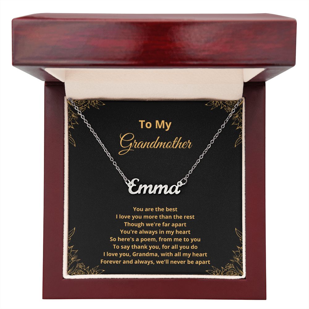 To My Grandmother - I love you Grandma, will all my heart (Personalized Name necklace)
