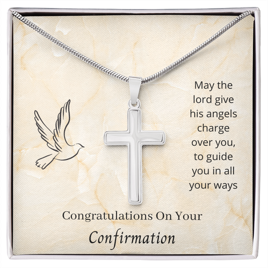Congratulations On Your Confirmation - May The Lord Give His Angels Charge Over You (Personalized Cross necklace)