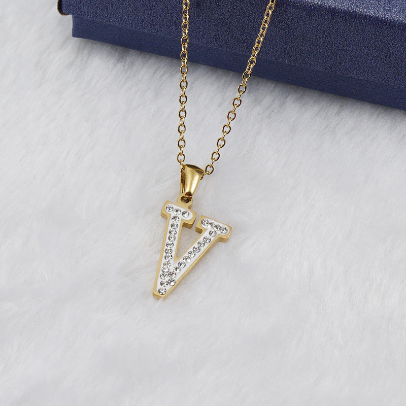 Iced Out Diamond Letter Necklace