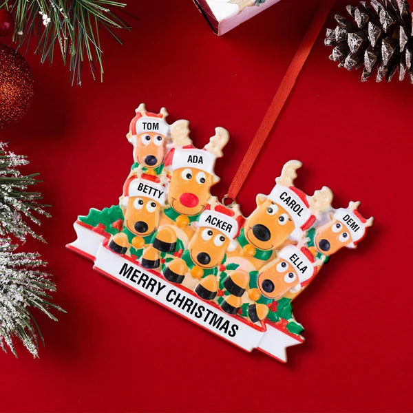 Custom Name Reindeer Family Xmas Ornament Personalized Christmas Decoration Gifts