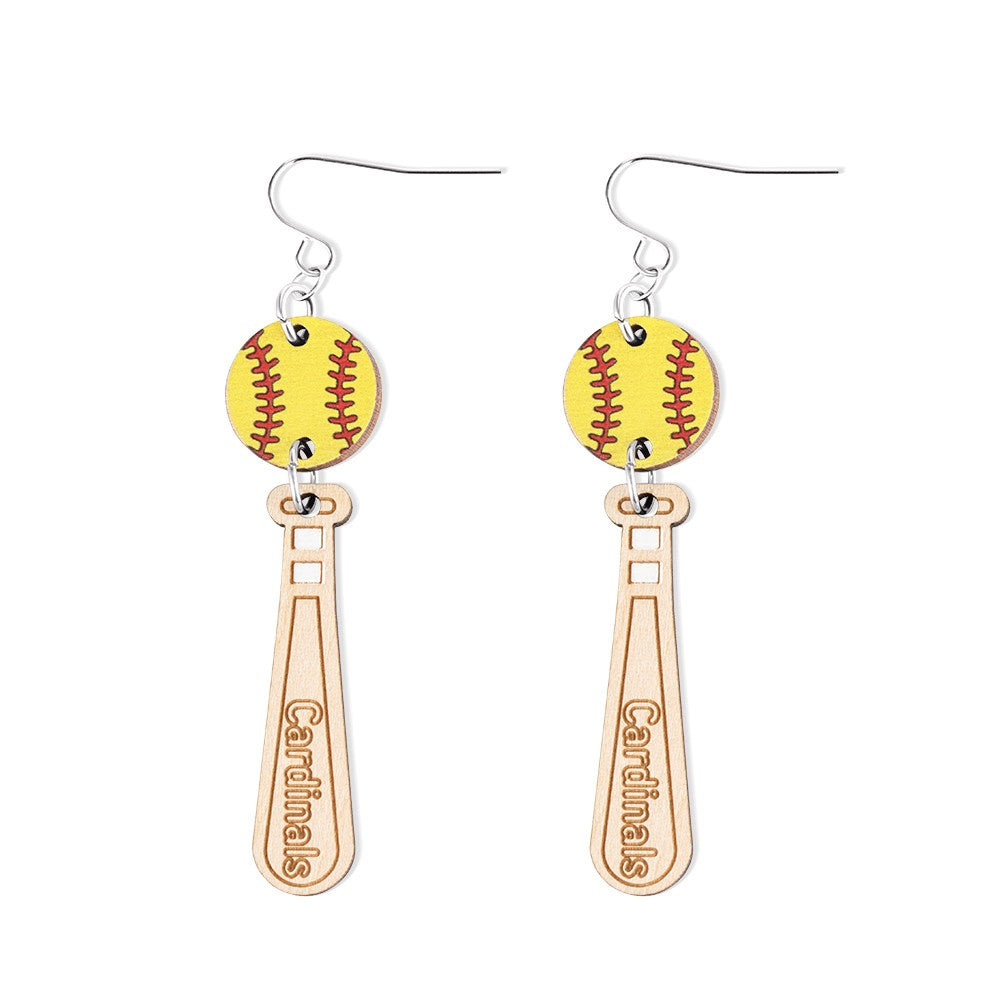 Personalized Name Baseball Earrings, Wooden Baseball Bat Jewelry, Sports Jewelry, Softball Earrings, Gift for Sports Mom/Daughter/Baseball Fan