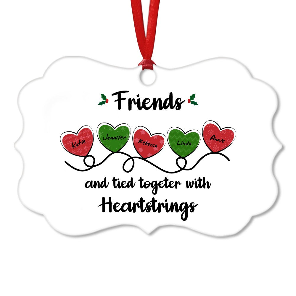 Gift for Family/Sisters/Friends, Personalized Family Name Heartstrings Ornament, Christmas Gifts, Funny Shapes Ornament, Christmas Tree Decoration