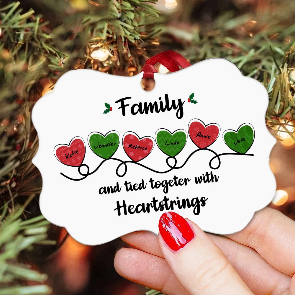 Gift for Family/Sisters/Friends, Personalized Family Name Heartstrings Ornament, Christmas Gifts, Funny Shapes Ornament, Christmas Tree Decoration