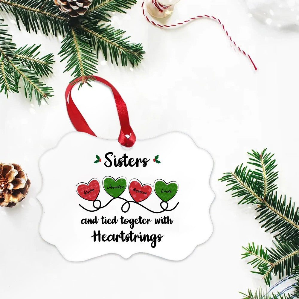 Gift for Family/Sisters/Friends, Personalized Family Name Heartstrings Ornament, Christmas Gifts, Funny Shapes Ornament, Christmas Tree Decoration