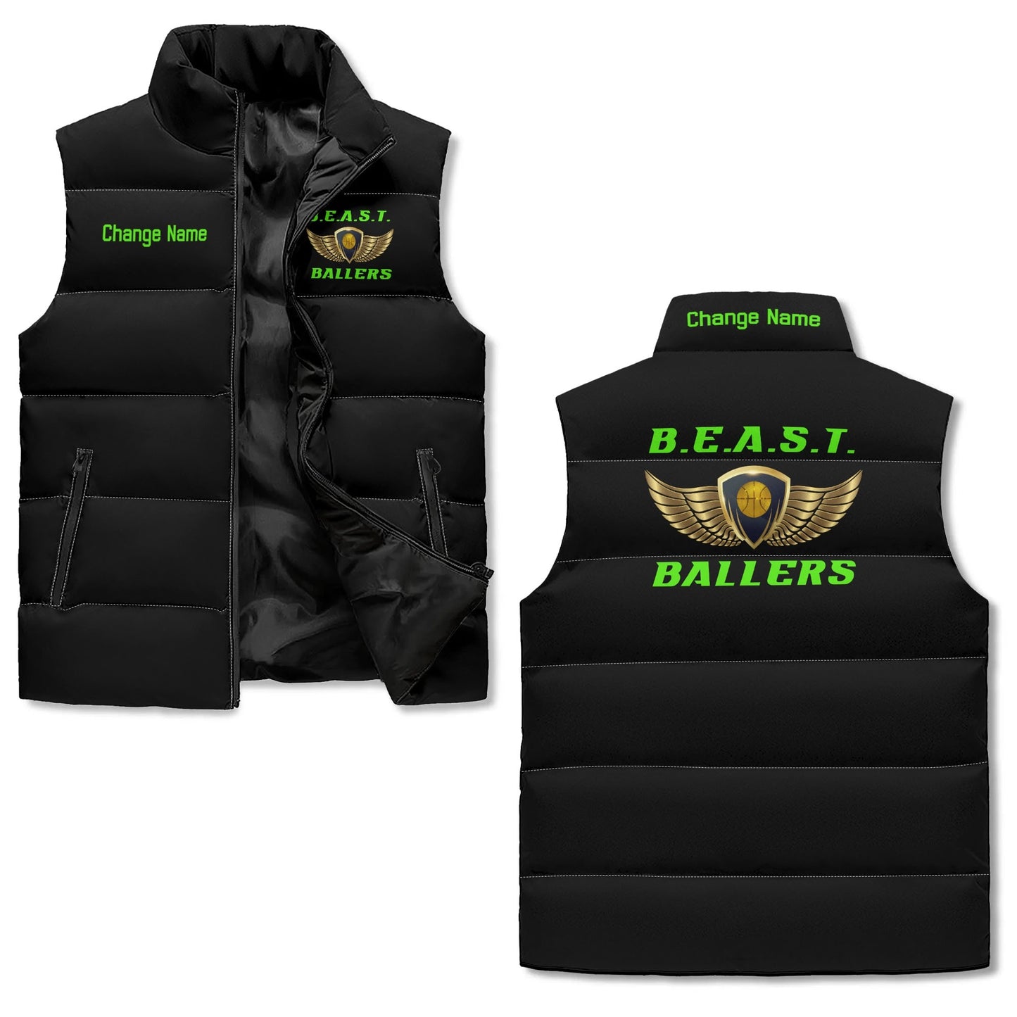 BEAST Ballers Collar Zip Up Puffer Vest