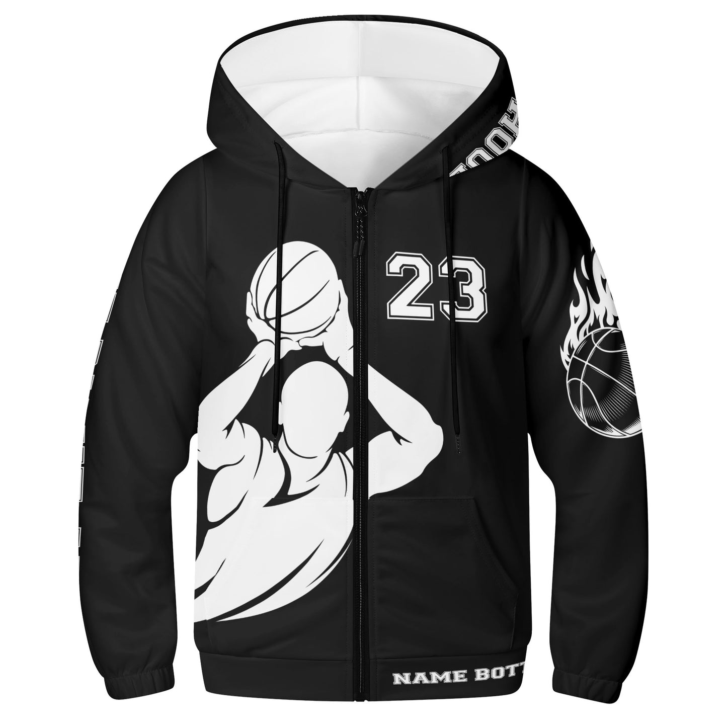 Basketball Youth Lightweight Zipper Hoodie Personalised