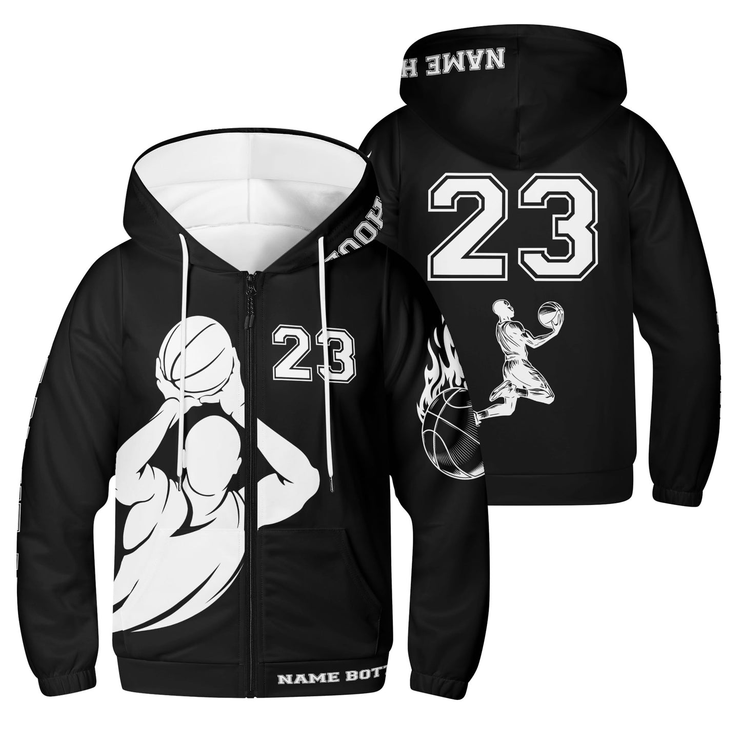 Basketball Youth Lightweight Zipper Hoodie Personalised