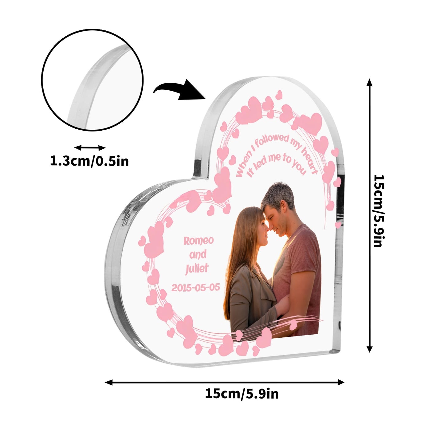 Heart Shaped Acrylic (Valentines Day, Wedding Anniversary)