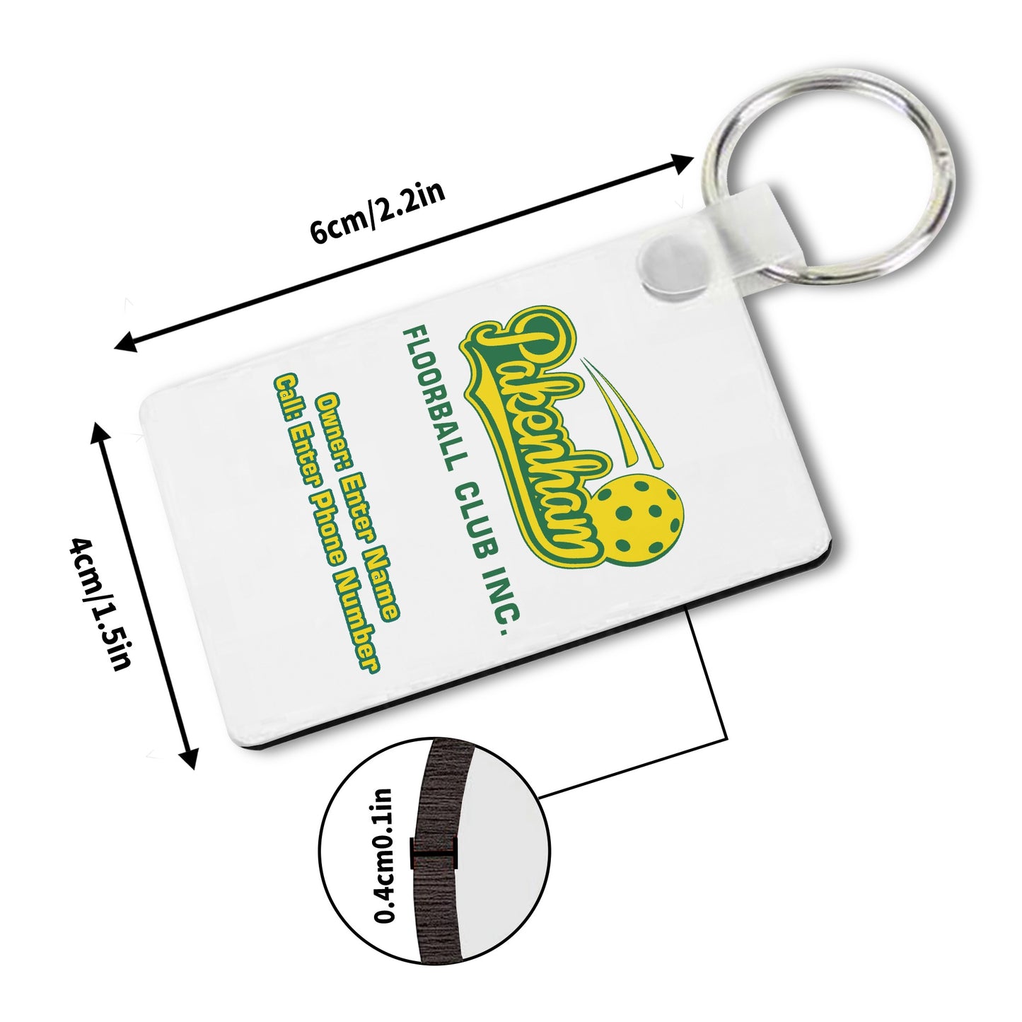 Pakenham Floorball MDF Keychain Rectangle