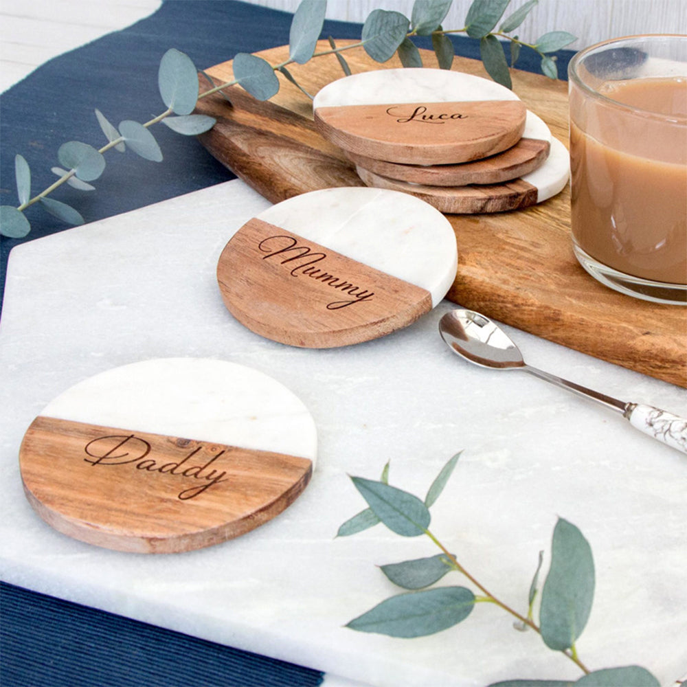 500. Custom Circular Coasters Wooden/Marble