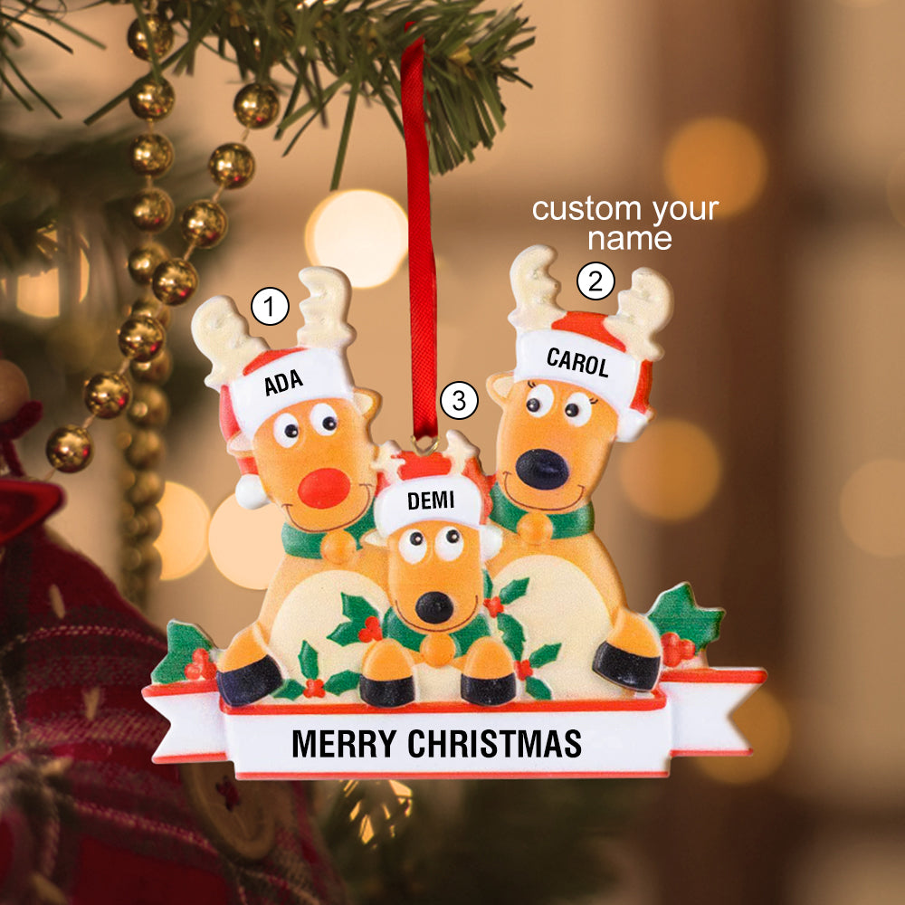 Custom Name Reindeer Family Xmas Ornament Personalized Christmas Decoration Gifts