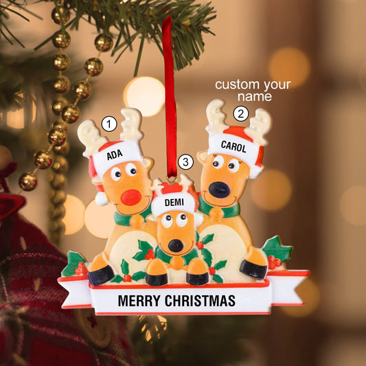 Custom Name Reindeer Family Xmas Ornament Personalized Christmas Decoration Gifts