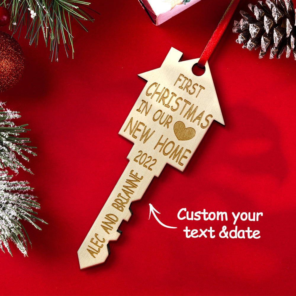 Personalized First Home Christmas Ornament Wooden Key Christmas Decoration Gift for Family