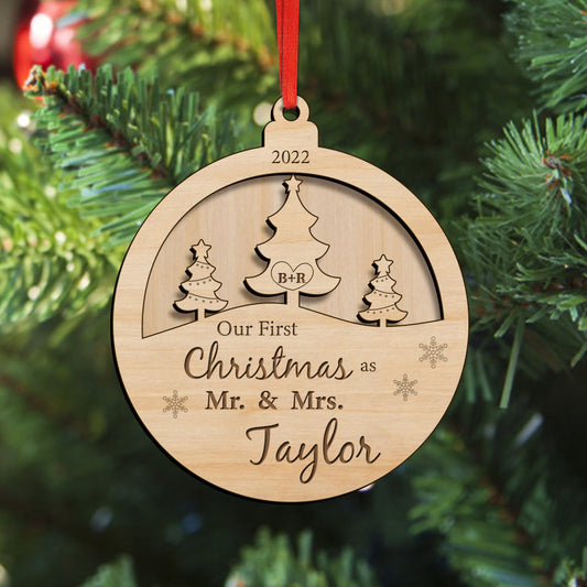 Personalized Our First Christmas Ornament Christmas Gift for Newlyweds