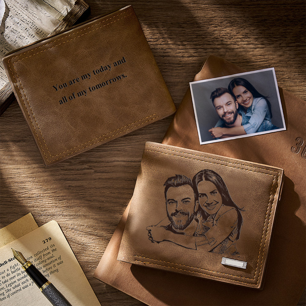 Personalized Men's Wallet Photo Engraved Gifts