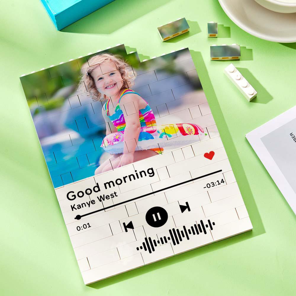 Personalized Building Brick Photo Block with Music Code