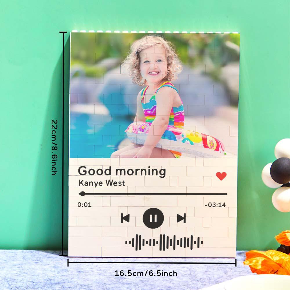 Personalized Building Brick Photo Block with Music Code