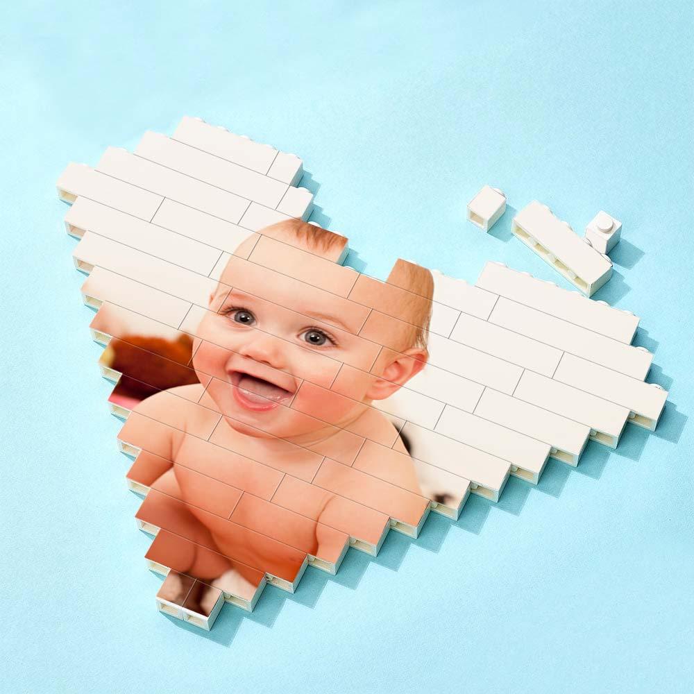 Custom Building Brick Personalized Heart Shaped Photo Block for Children's Day