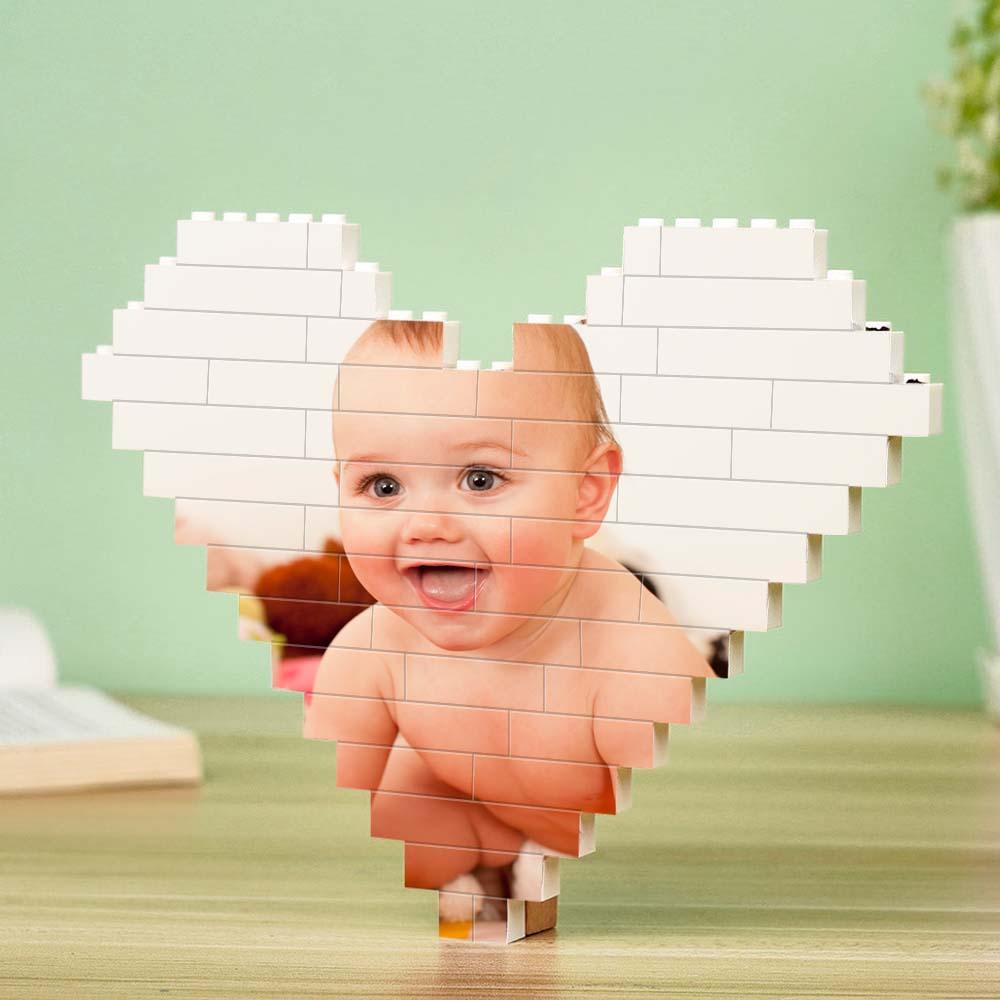 Custom Building Brick Personalized Heart Shaped Photo Block for Children's Day