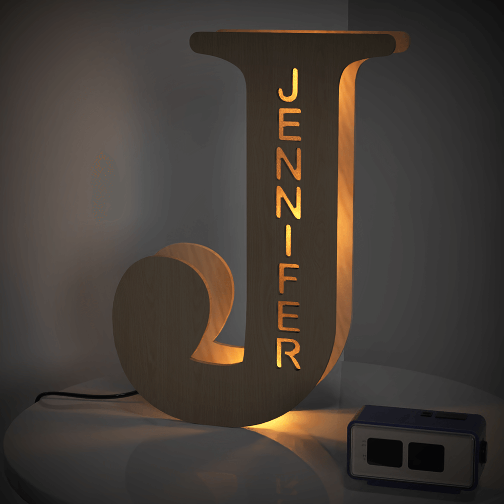 Personalised Wooden Letter Lamp Custom Name Alphabet Night Lights 19CM