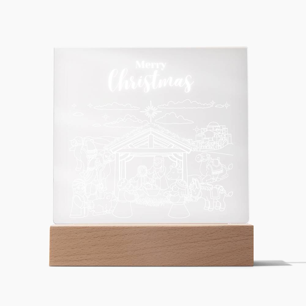 Christmas Nativity Scene with the three kings (Acrylic Square Plaque)