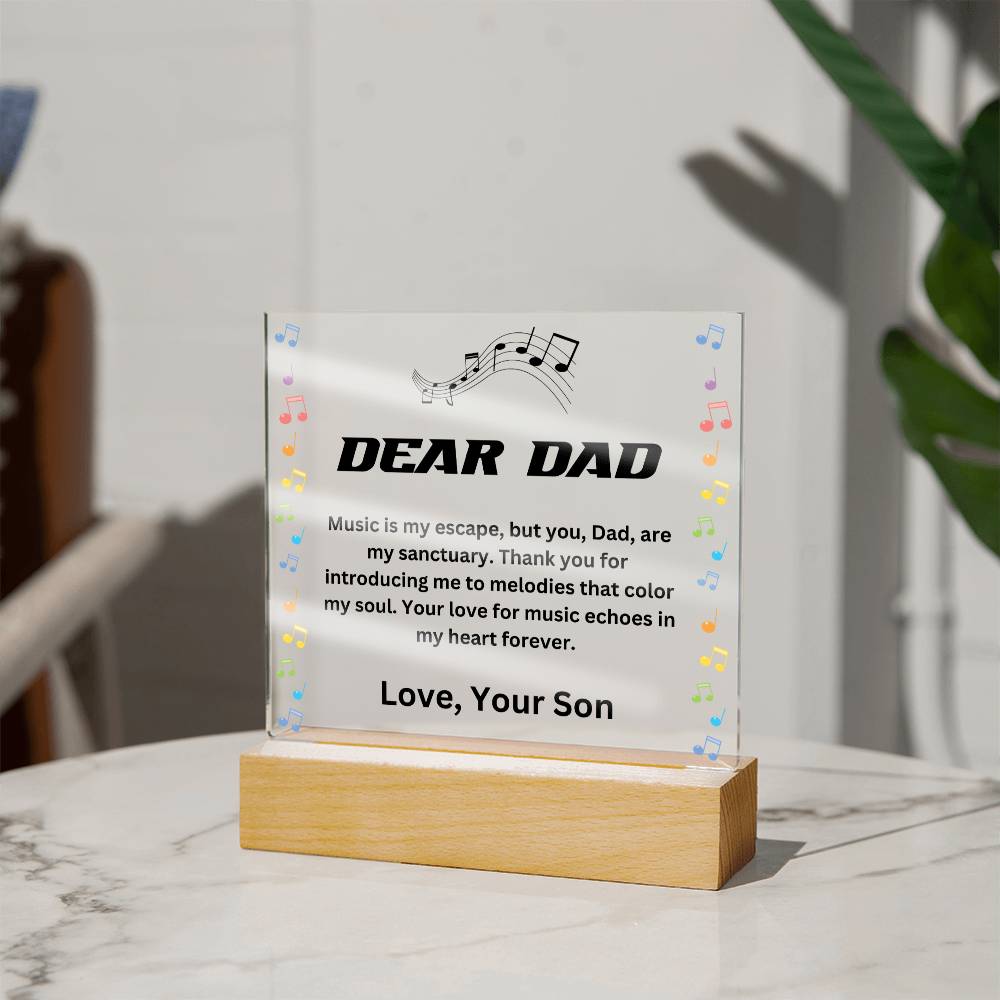 Dear Dad - Your love for music echoes in my heart forever (Acrylic Square Plaque)
