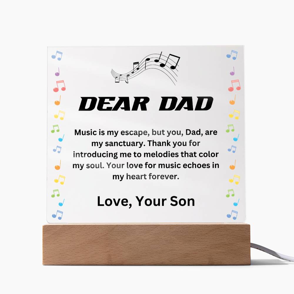 Dear Dad - Your love for music echoes in my heart forever (Acrylic Square Plaque)