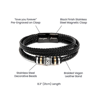To My Dad - Father's Day Gift - This young cub will always give you a hug (Men's Vegan Leather Bracelet)