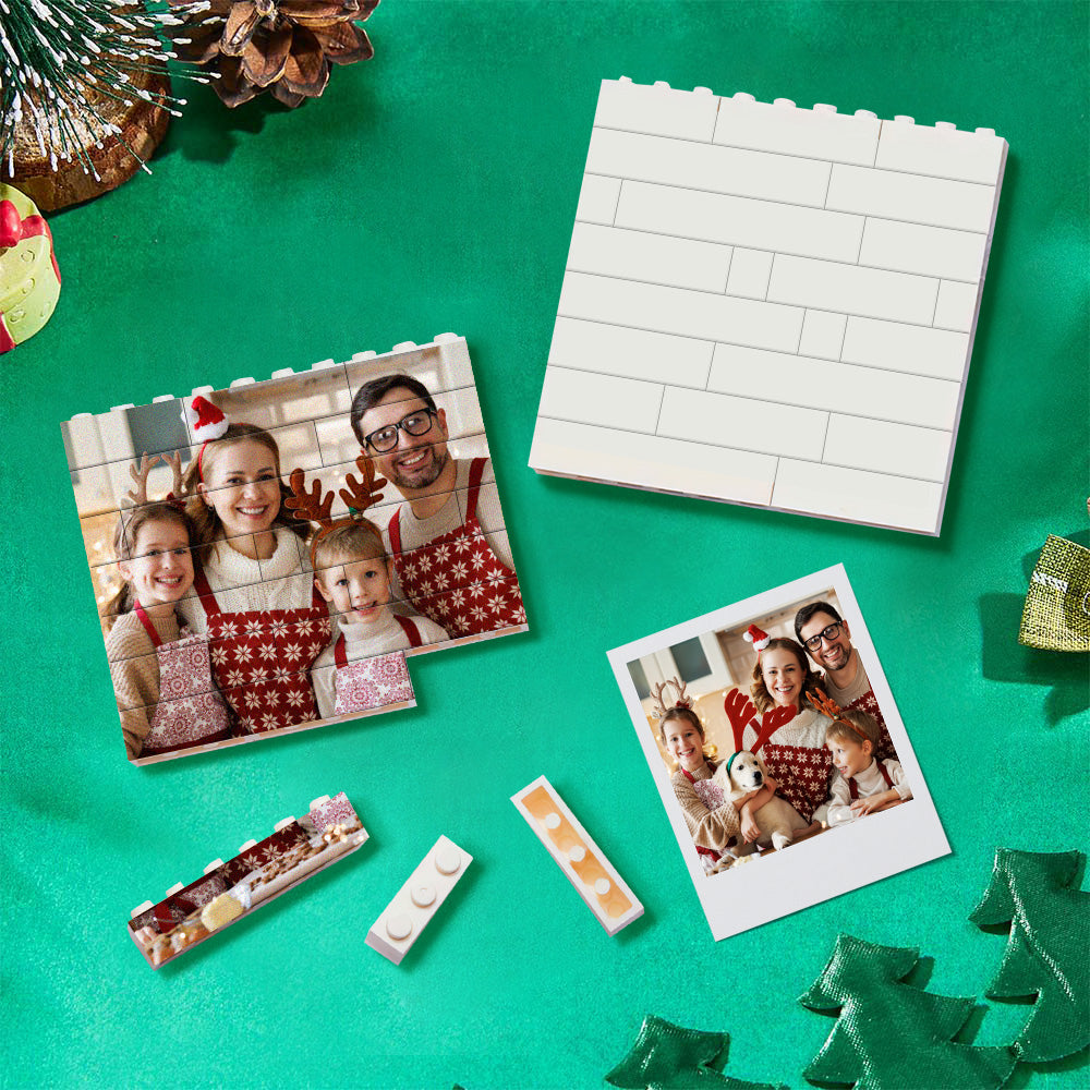 Personalized Building Brick Puzzle Photo Block Christmas Ornament