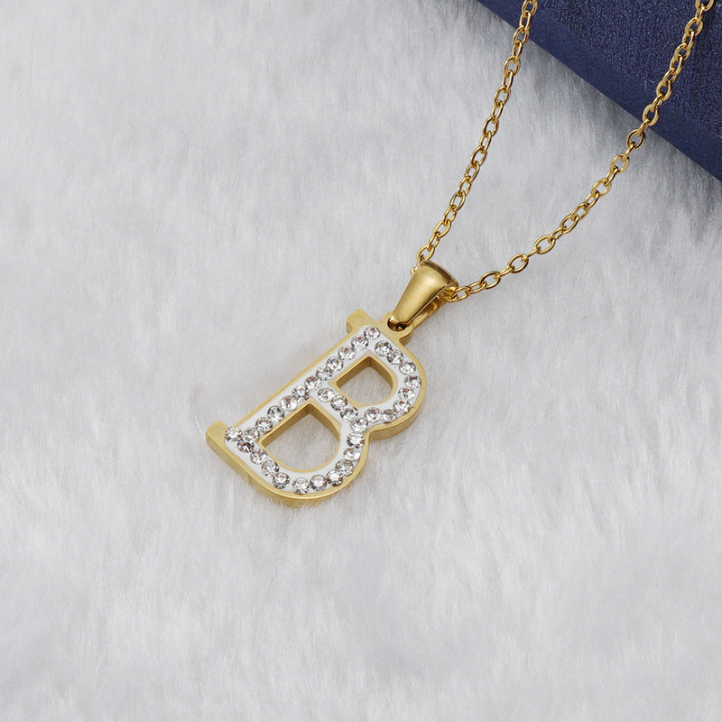 Iced Out Diamond Letter Necklace