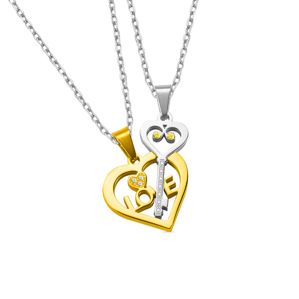 Personalized Heart & Key Necklaces Couple Necklaces