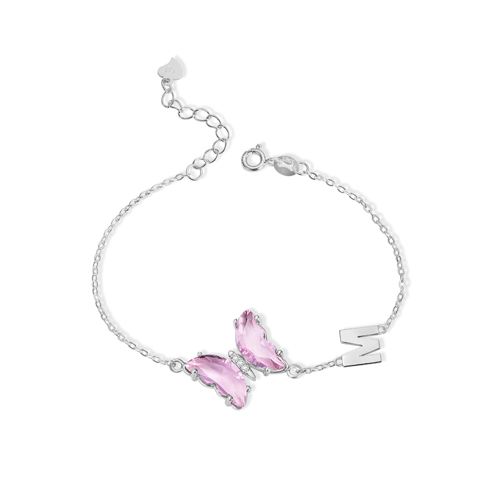 Personalized Crystal Glass Butterfly Bracelet