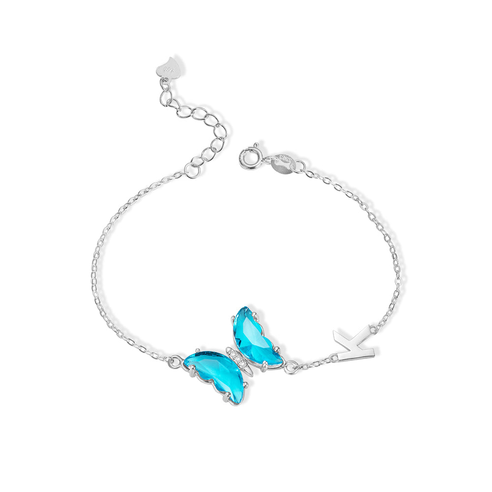 Personalized Crystal Glass Butterfly Bracelet