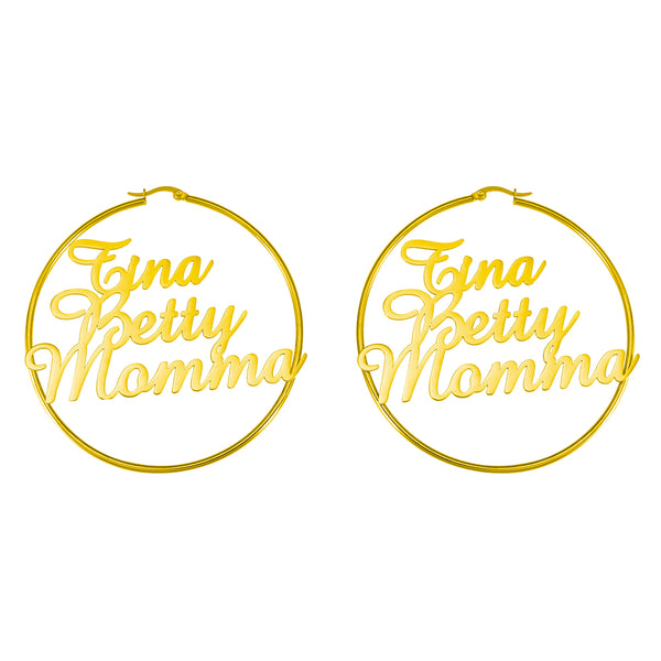 Personalized 3 Names Hoops Earring