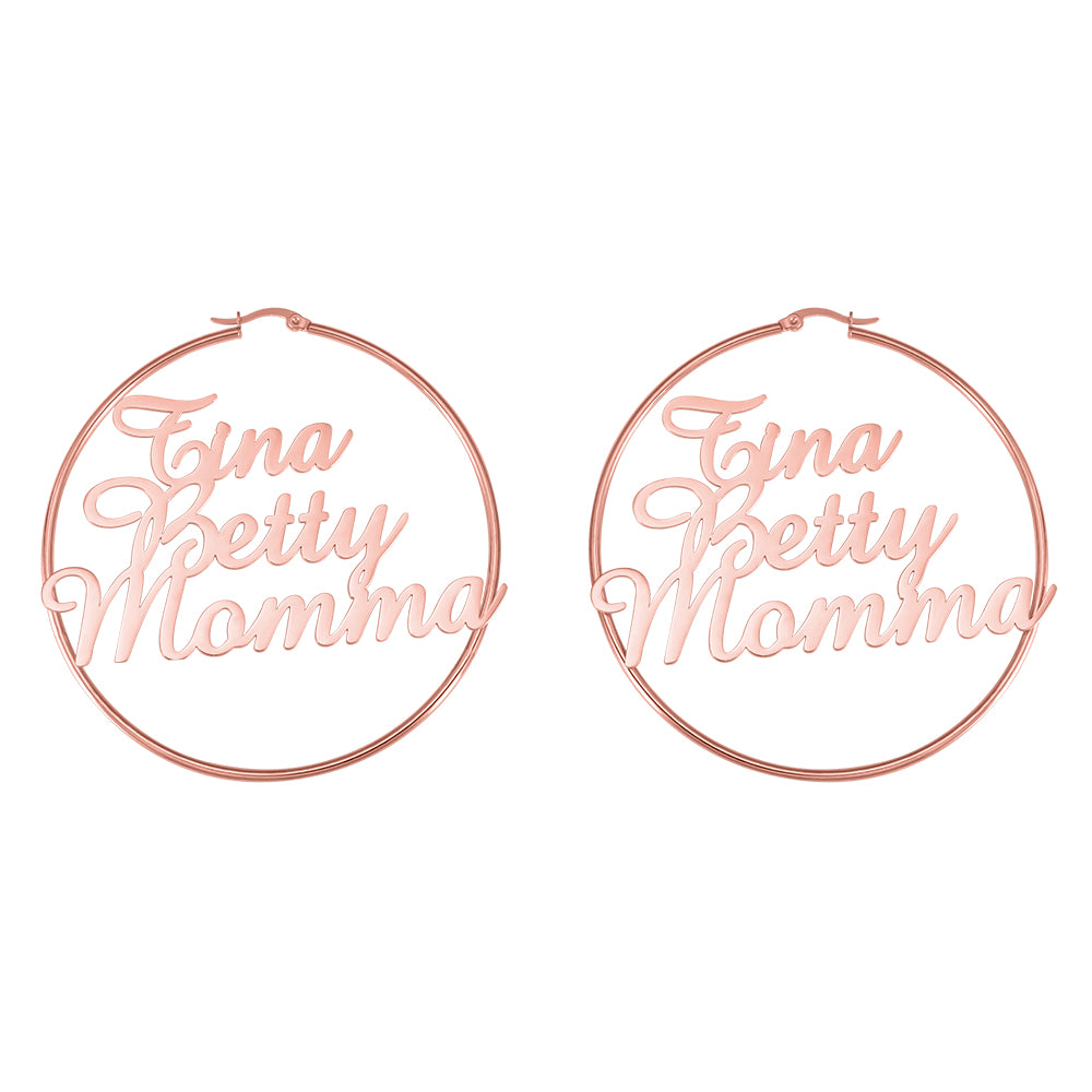 Personalized 3 Names Hoops Earring