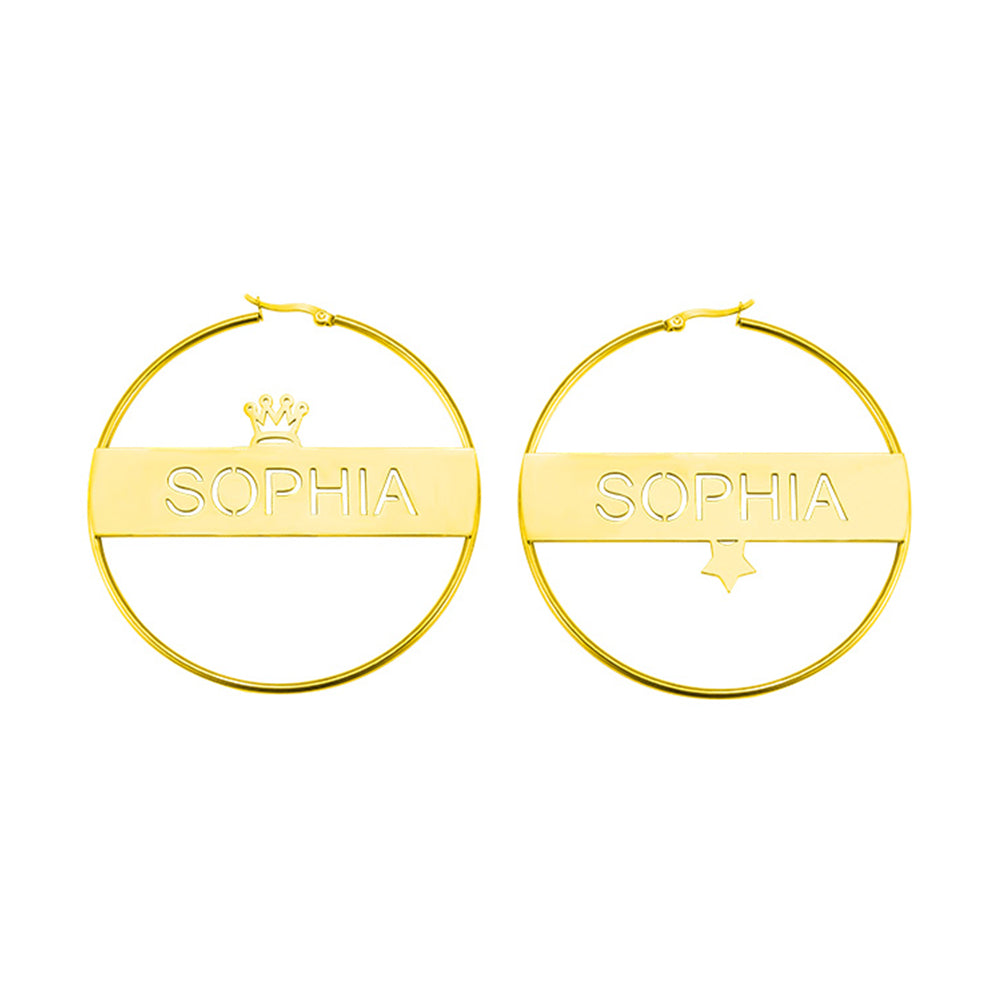 Personalized Name Hoop Earrings with Symbols