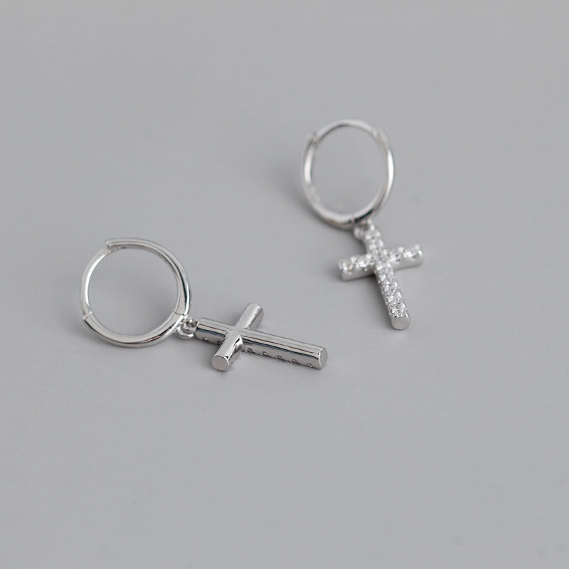 Iced out Cross Earrings Sterling Silver
