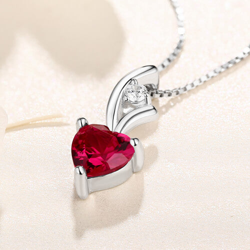 Personalized Heart Birthstone Necklace Sterling Silver